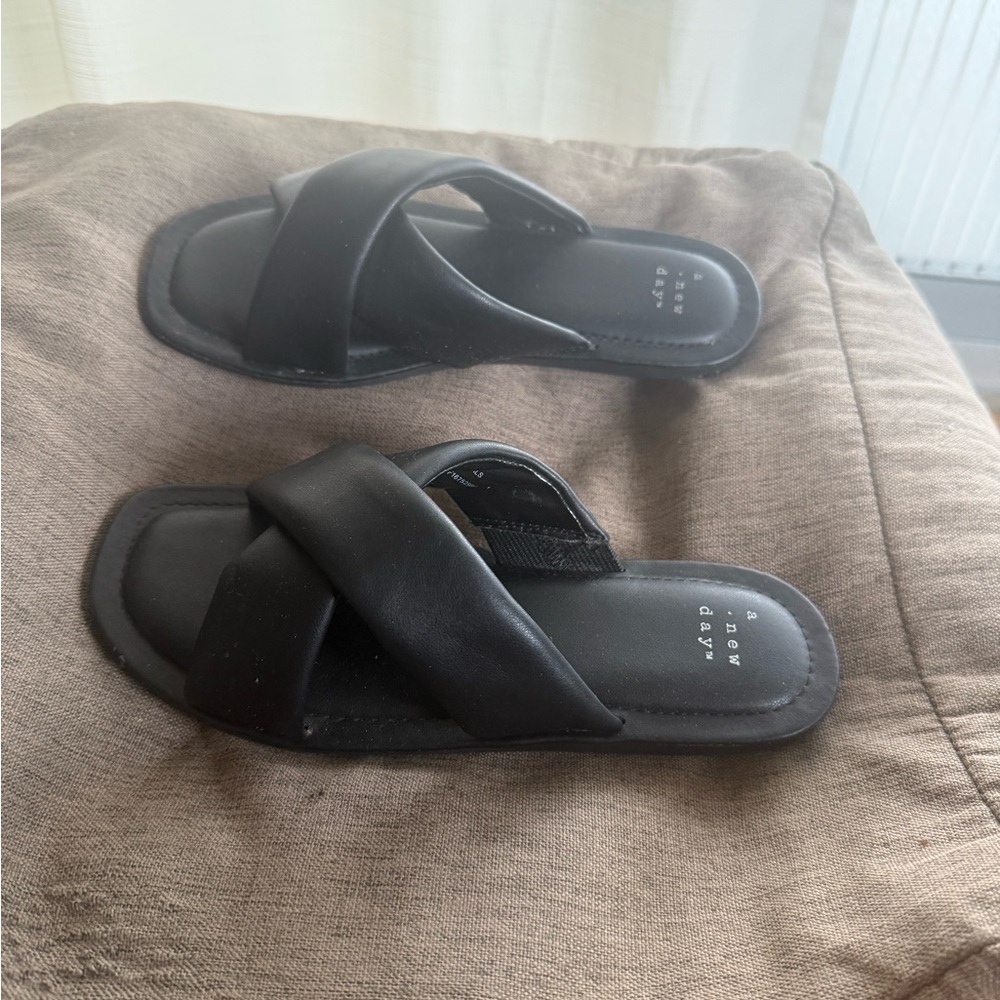 A New Day Black Criss-Cross Slides - Picture 2 of 3